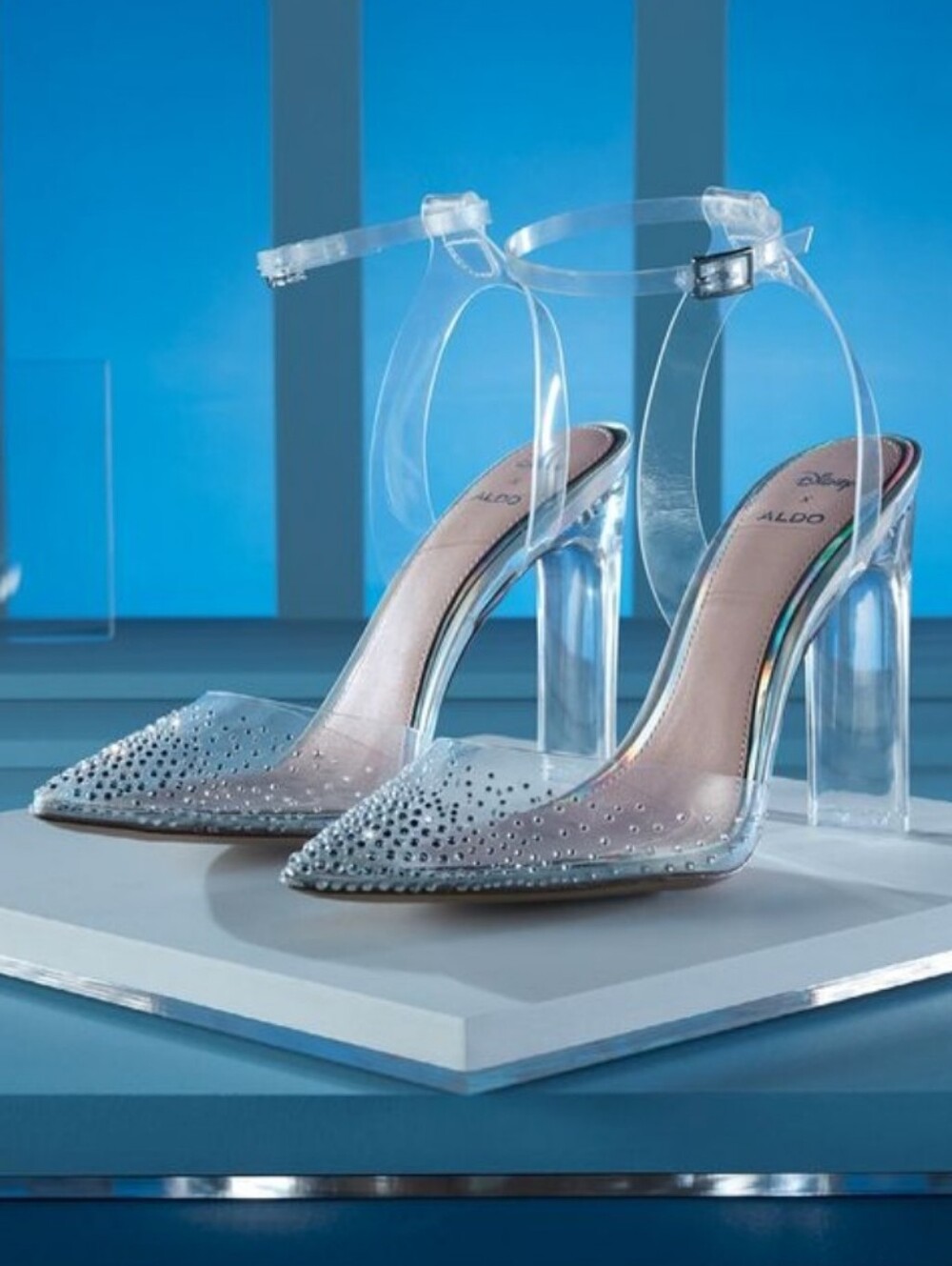 ALDO x Disney Glass Slipper court shoes with irredescent sparkle